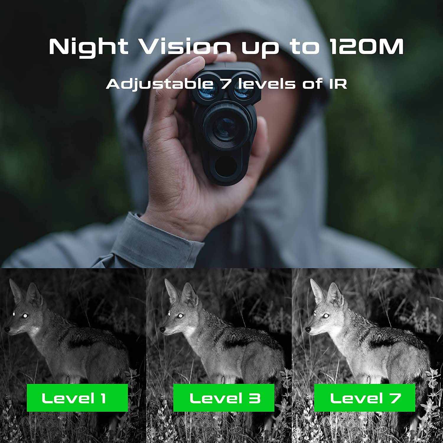 Монокъл с нощно виждане до 120 м през нощта + 6x ZOOM далекомер