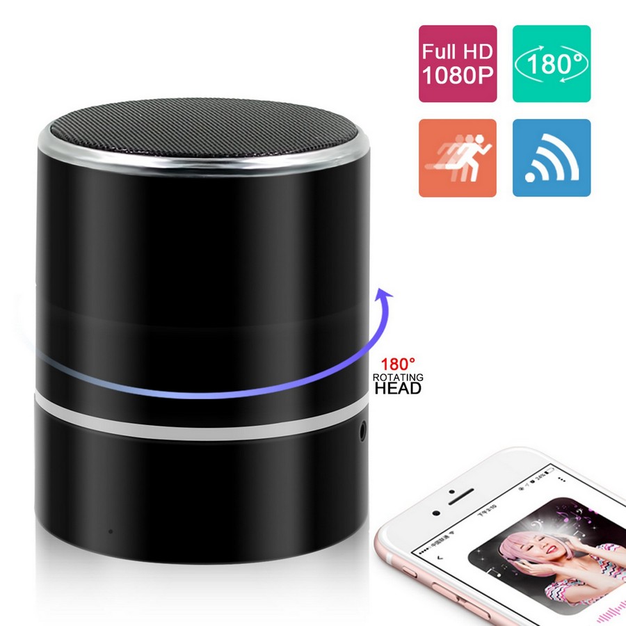 Bluetooth високоговорител с FULL HD Wifi P2P въртяща се камера