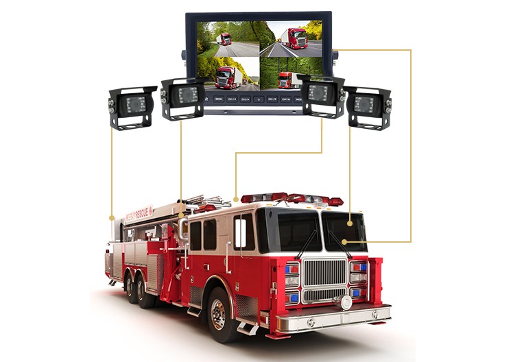 водоустойчив монитор за заден ход и паркиране с камера пожарна кола