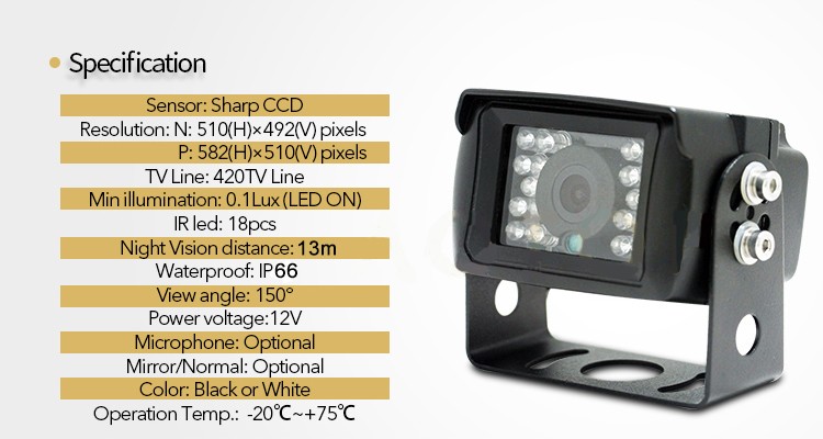 универсална камера за заден ход IR LED 13м