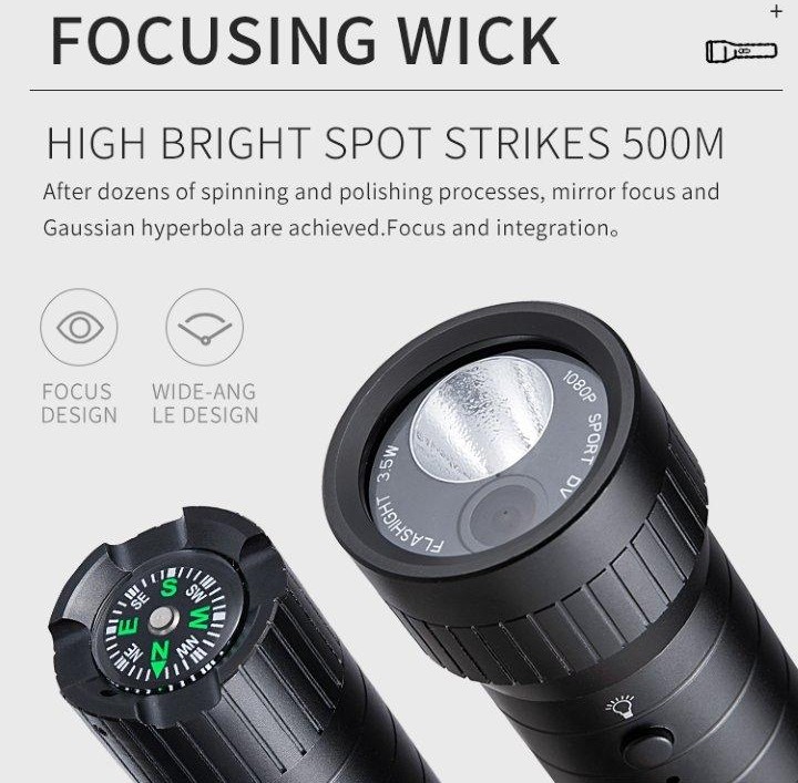 фенерче с full hd камера шпионин + led осветление