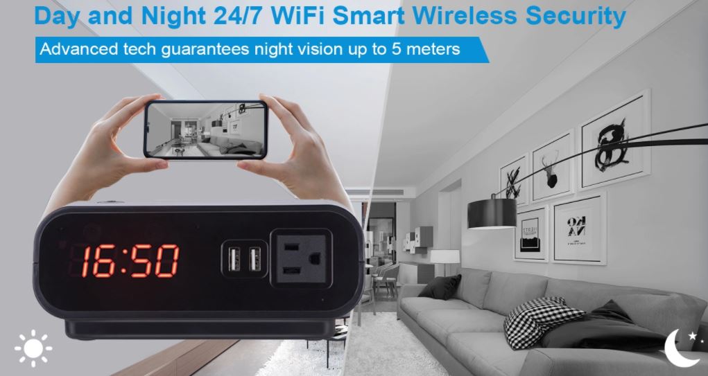 wifi интелигентен часовник с шпионска камера ден и нощ - 24/7