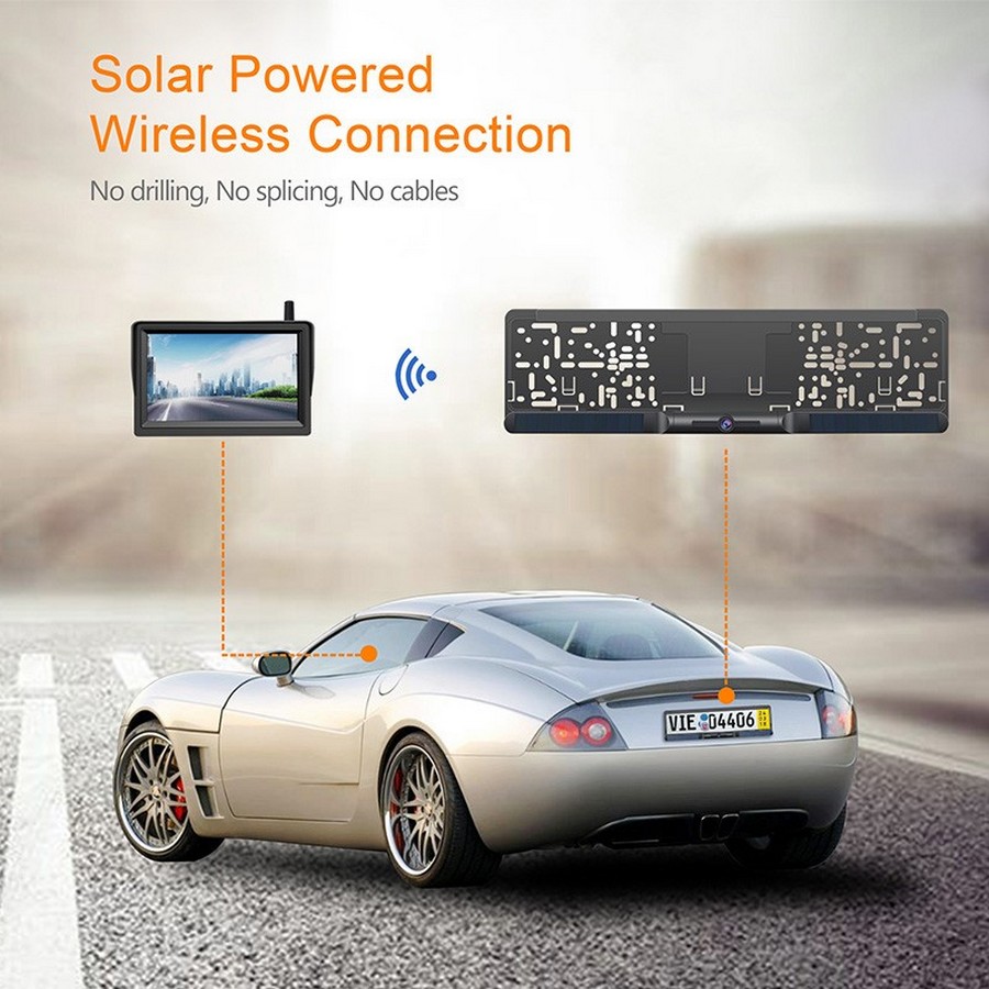 Соларна WiFi реверсивна 170° задна камера за кола